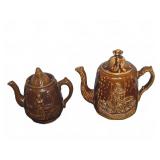 Brown Glazed Relief Teapots "Rebekah at the Well