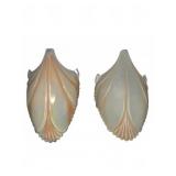 Pair Art Deco Shell Form Glass Slip Shades