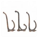 3 Vintage Cast Iron Wall Hooks