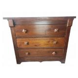Wooden Three-Drawer Chest With Square Knobs