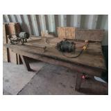 Vintage Bench lathe and Motor on Wooden Worktop