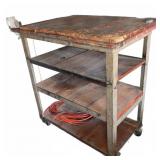 Heavy Duty Rolling Wood Top Workbench With Shelves