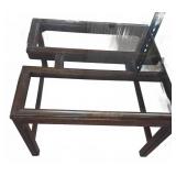 Rectangular Glass Top Wood Frame Table