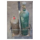 Oxygen and Acetylene Cylinders on Wheeled Cart