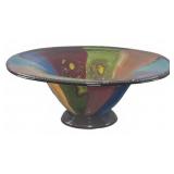 Modern Multicolor Art Glass Footed Bowl
