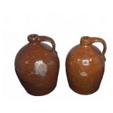 Brown Glazed Stoneware Jugs with Handles