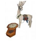 Wall Regulator Clock and Decorative Reindeer