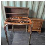 Bookcase, Rattan Table & Oak End Table