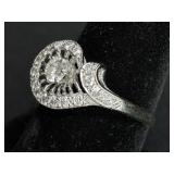 Ladies 14K White Gold Diamond Cocktail Ring