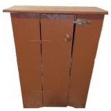 Vintage Primitive Red Painted Wood Cabinet