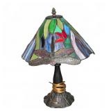 Stained Glass Dragonfly Table Lamp, (See Desc.)