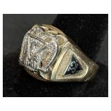 Menï¿½s 10K Gold Double Eagle Diamond Ring (.25ct)
