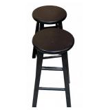 Black Wooden Bar Stools - 24" Tall