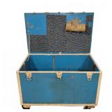 Large Blue Wheeled Storage Trunk With Latches
