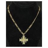 Yellow Gold Jerusalem Cross Pendant With Diamond