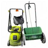 Sun Joe 28V Cordless Lawnmower & Scotts Spreader