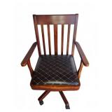 Wooden Swivel Office Chair With Armrests