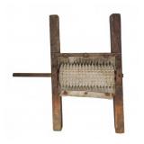 Wood and Metal Hand-Crank Grape Crusher