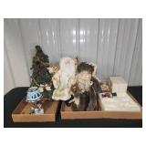 Christmas Decor Lot Santa Figures, Tree, Nativity