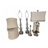 Table Lamp Lot With Shades, Five Pieces