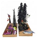 Halloween Decor Lot With Trees, Figures, Lights