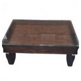 Rectangular Wood Coffee Table With Glass Top