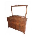 Whalen 8-Drawer Dresser With Mirror, Wood, Brass