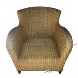 Wicker Armchair With Wooden Legs