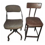 Metal Industrial Chairs with Upholstery