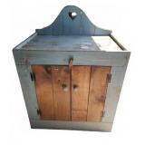 Blue Painted Wood Cabinet With Heart Cutout