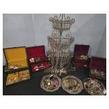 Large Costume Jewelry Lot With Organizer Racks