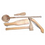 4 Mixed Vintage Wood and Metal Tools