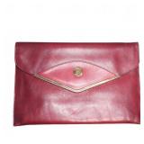 Ferragamo Red Leather Envelope Clutch Bag