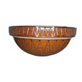 Brown Glazed Stoneware Mixing Bowl w/Geometrics