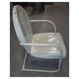 White Metal Patio Chair With Armrests