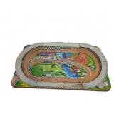 Metal Litho Wind-Up Car Track Playset