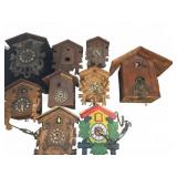 9 Assorted Wooden Cuckoo Clock Boxes