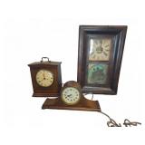 3 Wood Case Clocks Assorted Styles