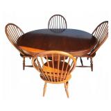 Wood Oval Dining Table With 4 Windsor Chairs
