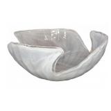 Hand-Blown White Art Glass Bowl Freeform Shape