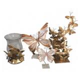 Metal Butterfly Decor And Candle Holder Lot