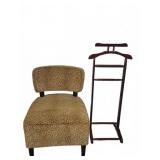 Upholstered Leopard Print Chair & Clothes Valet