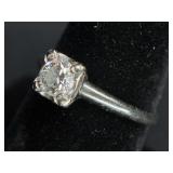 14K White Gold Ring w/ Round Solitaire Diamond