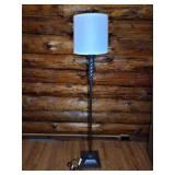 Metal Floor Lamp With White Fabric Shade