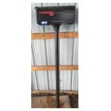 Black Metal Mailbox With Red Flag And Post