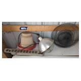 Poultry Feeder, Brooder Lamp, Wire Basket