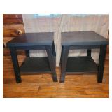 Black Wood Side Tables with Lower Shelf
