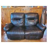 Brown Leather Reclining Loveseat Sofa