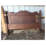 Carved Wood Spindle Bed Headboard and Footboard