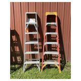 (2) 6-Foot Step Ladders Aluminum and Fiberglass